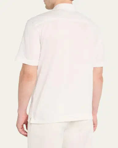 Zegna Men's Silk and Cotton Leggerissimo Polo Shirt | Thumbnail 3 Zegna Men's Silk and Cotton Leggerissimo Polo Shirt | Thumbnail 3