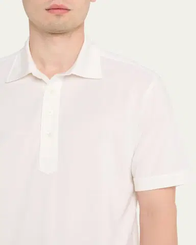 Zegna Men's Silk and Cotton Leggerissimo Polo Shirt | Thumbnail 5 Zegna Men's Silk and Cotton Leggerissimo Polo Shirt | Thumbnail 5