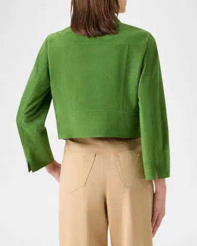 Akris punto Suede Crop Moto Jacket | Thumbnail 2 Akris punto Suede Crop Moto Jacket | Thumbnail 2