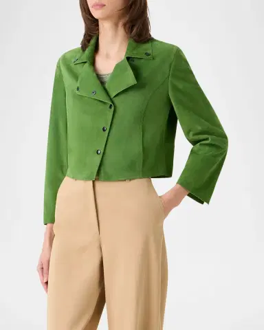Akris punto Suede Crop Moto Jacket | Thumbnail 3 Akris punto Suede Crop Moto Jacket | Thumbnail 3