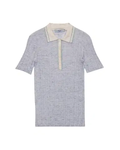 Prada Cashmere-Silk Rib Polo Shirt | Thumbnail 1 Prada Cashmere-Silk Rib Polo Shirt | Thumbnail 1