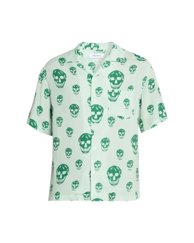 Men's Skulls Crepe de Chine Camp Shirt