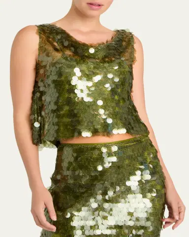 Cinq à Sept Calista Sequined Crop Top | Thumbnail 3 Cinq à Sept Calista Sequined Crop Top | Thumbnail 3