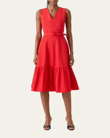 Akris punto Sleeveless Belted Taffeta Midi Dress | Thumbnail 2 Akris punto Sleeveless Belted Taffeta Midi Dress | Thumbnail 2
