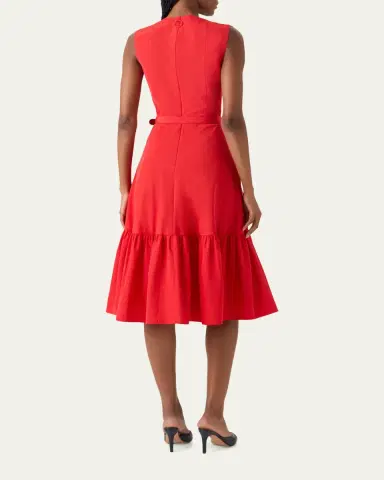 Akris punto Sleeveless Belted Taffeta Midi Dress | Thumbnail 3 Akris punto Sleeveless Belted Taffeta Midi Dress | Thumbnail 3