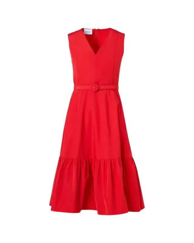 Akris punto Sleeveless Belted Taffeta Midi Dress