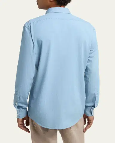 Zegna Men's Classic Fit Cotton Denim Button-Down Shirt | Thumbnail 3