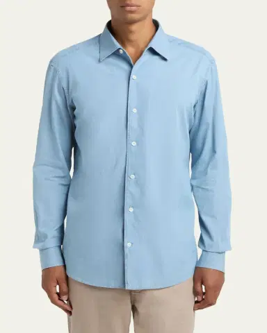Zegna Men's Classic Fit Cotton Denim Button-Down Shirt | Thumbnail 4