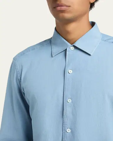 Zegna Men's Classic Fit Cotton Denim Button-Down Shirt | Thumbnail 5