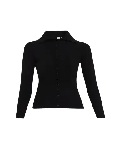 TOTEME Fitted Polo Cardigan | Thumbnail 1 TOTEME Fitted Polo Cardigan | Thumbnail 1