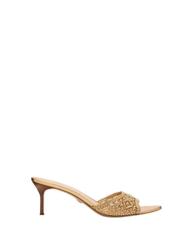 70mm Tia Macrame Metallic Leather Sandals