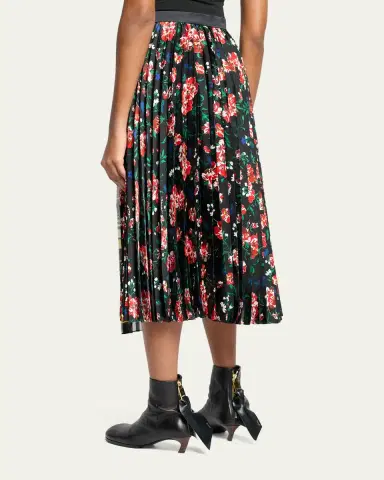 Sacai Mixed-Print Pleated Midi Skirt | Thumbnail 3