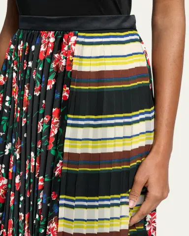 Sacai Mixed-Print Pleated Midi Skirt | Thumbnail 5
