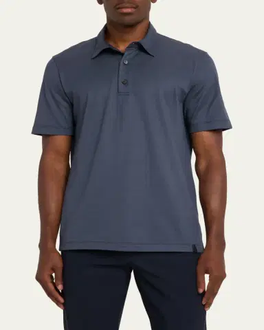 Brioni Men's Jersey Pique Polo Shirt | Thumbnail 8