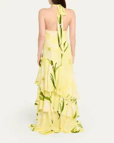 Cara Cara Amethyst Printed Tiered Silk Gown | Thumbnail 3 Cara Cara Amethyst Printed Tiered Silk Gown | Thumbnail 3