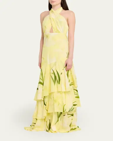 Cara Cara Amethyst Printed Tiered Silk Gown | Thumbnail 4 Cara Cara Amethyst Printed Tiered Silk Gown | Thumbnail 4
