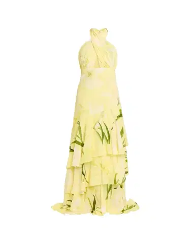 Cara Cara Amethyst Printed Tiered Silk Gown | Thumbnail 1 Cara Cara Amethyst Printed Tiered Silk Gown | Thumbnail 1