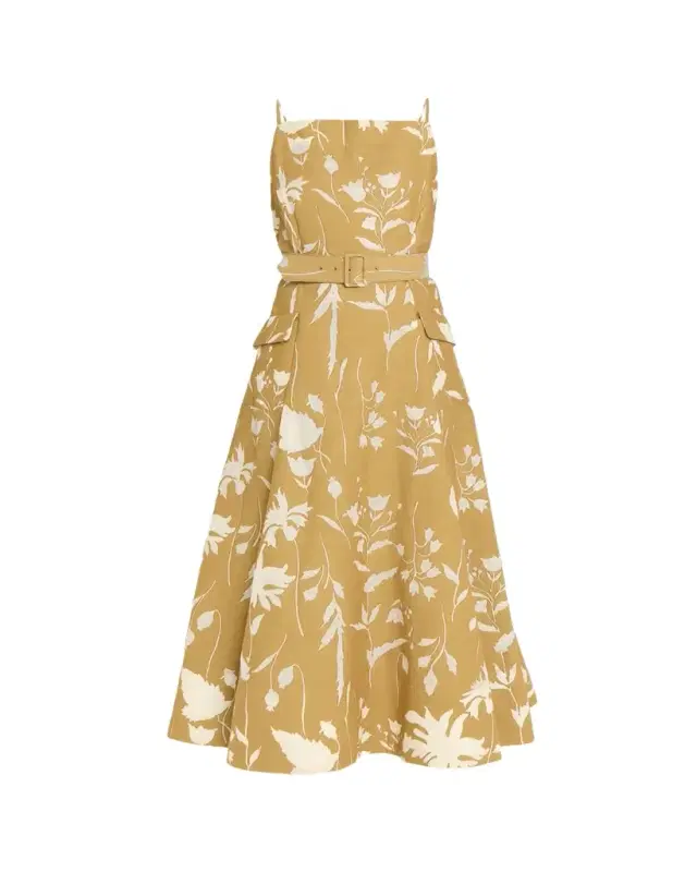Belted Waist Floral Dress