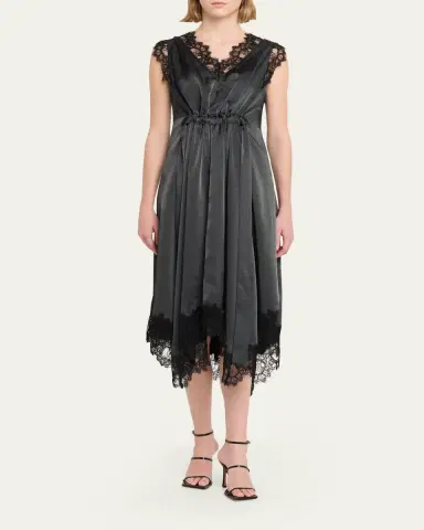 3.1 Phillip Lim V-Neck Lace-Trim Satin Midi Dress | Thumbnail 2 3.1 Phillip Lim V-Neck Lace-Trim Satin Midi Dress | Thumbnail 2
