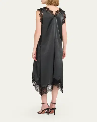 3.1 Phillip Lim V-Neck Lace-Trim Satin Midi Dress | Thumbnail 3 3.1 Phillip Lim V-Neck Lace-Trim Satin Midi Dress | Thumbnail 3