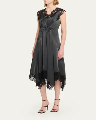 3.1 Phillip Lim V-Neck Lace-Trim Satin Midi Dress | Thumbnail 4 3.1 Phillip Lim V-Neck Lace-Trim Satin Midi Dress | Thumbnail 4