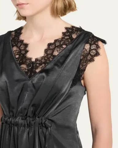 3.1 Phillip Lim V-Neck Lace-Trim Satin Midi Dress | Thumbnail 5 3.1 Phillip Lim V-Neck Lace-Trim Satin Midi Dress | Thumbnail 5