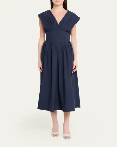 Rosie Assoulin In Full Bloom Pleated Taffeta Midi Dress | Thumbnail 2 Rosie Assoulin In Full Bloom Pleated Taffeta Midi Dress | Thumbnail 2