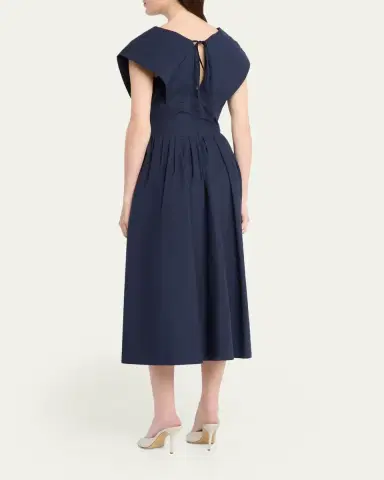 Rosie Assoulin In Full Bloom Pleated Taffeta Midi Dress | Thumbnail 3 Rosie Assoulin In Full Bloom Pleated Taffeta Midi Dress | Thumbnail 3