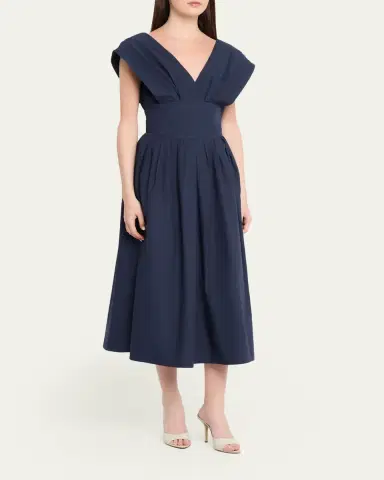 Rosie Assoulin In Full Bloom Pleated Taffeta Midi Dress | Thumbnail 4 Rosie Assoulin In Full Bloom Pleated Taffeta Midi Dress | Thumbnail 4
