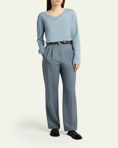 The Row Naius Long-Sleeve V-Neck Wool Top | Thumbnail 2