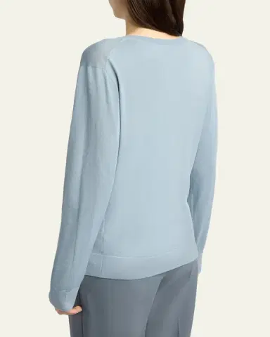The Row Naius Long-Sleeve V-Neck Wool Top | Thumbnail 3