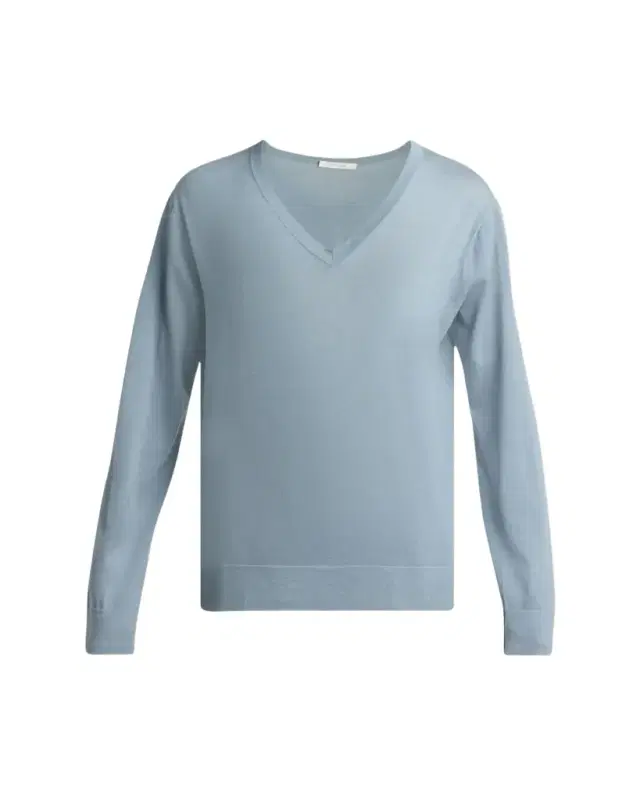 THE ROW Naius Long-Sleeve V-Neck Wool Top