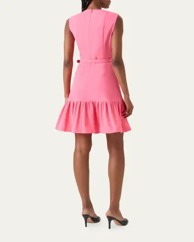 Akris punto Sleeveless Belted Ruffle Knee-Length Dress | Thumbnail 3 Akris punto Sleeveless Belted Ruffle Knee-Length Dress | Thumbnail 3