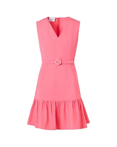 Akris punto Sleeveless Belted Ruffle Knee-Length Dress | Thumbnail 1 Akris punto Sleeveless Belted Ruffle Knee-Length Dress | Thumbnail 1