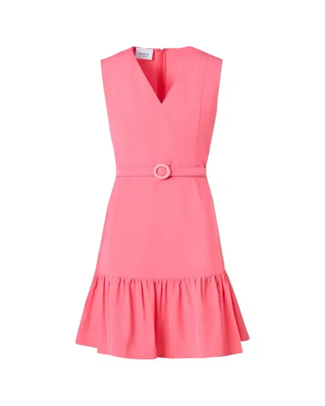 Akris punto Sleeveless Belted Ruffle Knee-Length Dress