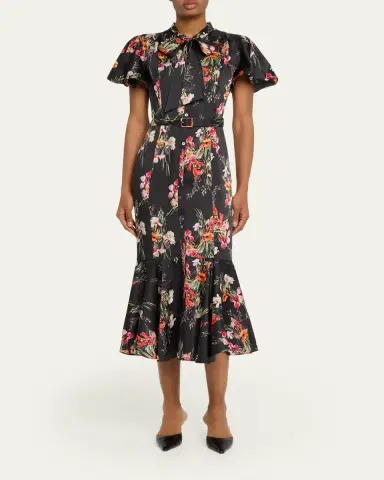 Cinq à Sept Willow Satin Iris Bouquet Midi Dress | Thumbnail 2