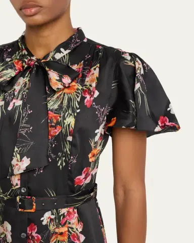Cinq à Sept Willow Satin Iris Bouquet Midi Dress | Thumbnail 5