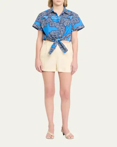 Cara Cara Asbury Tie-Front Cotton Button-Front Top | Thumbnail 6