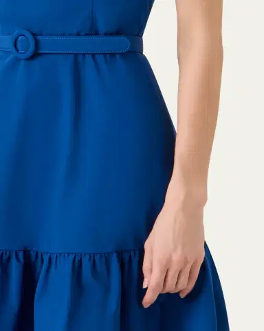 Akris punto Sleeveless Belted Ruffle Knee-Length Dress | Thumbnail 5 Akris punto Sleeveless Belted Ruffle Knee-Length Dress | Thumbnail 5