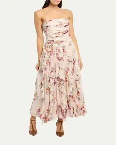 Cinq à Sept Strapless Iris Bouquet Dress | Thumbnail 2