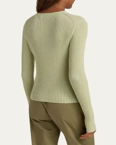 Vince Ribbed Cashmere and Silk Fitted Cardigan | Thumbnail 3