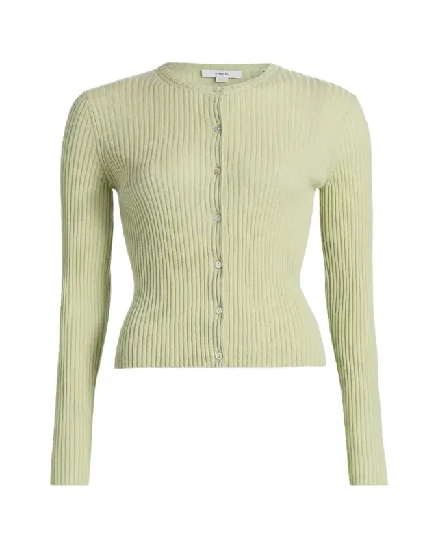 Vince Ribbed Cashmere and Silk Fitted Cardigan