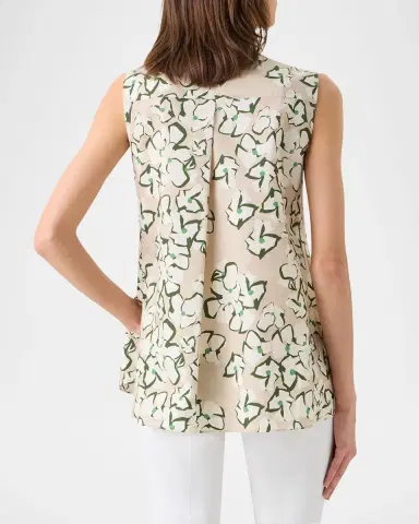 Akris punto Papercut Flower Print Cotton Poplin Sleeveless Tunic Blouse | Thumbnail 2 Akris punto Papercut Flower Print Cotton Poplin Sleeveless Tunic Blouse | Thumbnail 2