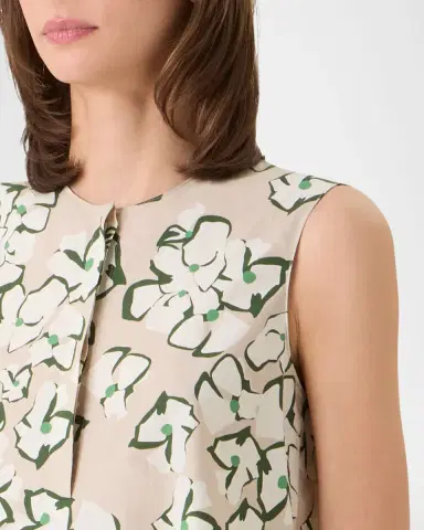 Akris punto Papercut Flower Print Cotton Poplin Sleeveless Tunic Blouse | Thumbnail 4 Akris punto Papercut Flower Print Cotton Poplin Sleeveless Tunic Blouse | Thumbnail 4
