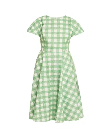 Rosie Assoulin Buttercup Gingham Short-Sleeve Midi Dress | Thumbnail 1