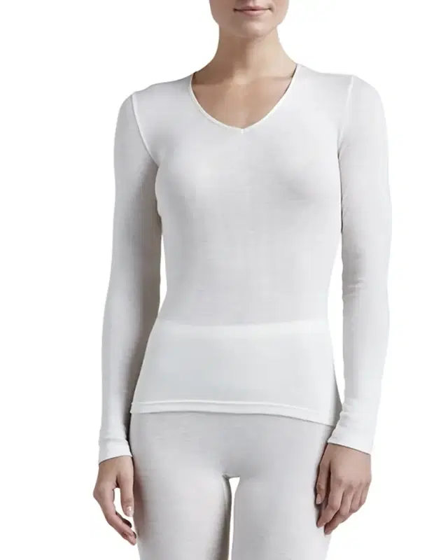 Wool & Silk Blend V-Neck Top