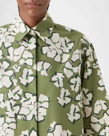 Akris punto Papercut Flower Print Cotton Poplin Button-Down Shirt | Thumbnail 4 Akris punto Papercut Flower Print Cotton Poplin Button-Down Shirt | Thumbnail 4