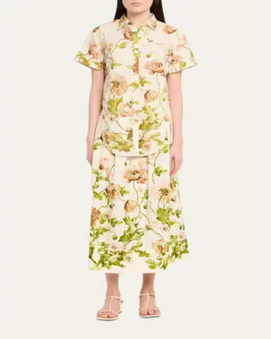 Cara Cara Asbury Tie-Front Cotton Button-Front Top | Thumbnail 2