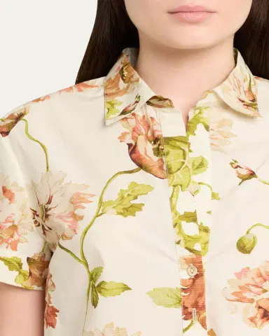 Cara Cara Asbury Tie-Front Cotton Button-Front Top | Thumbnail 5