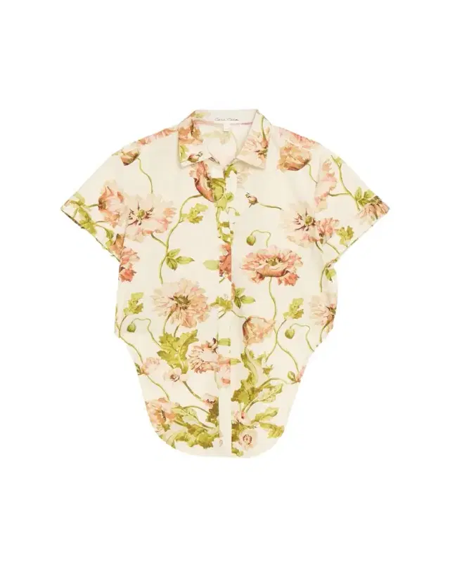 Asbury Tie-Front Cotton Button-Front Top